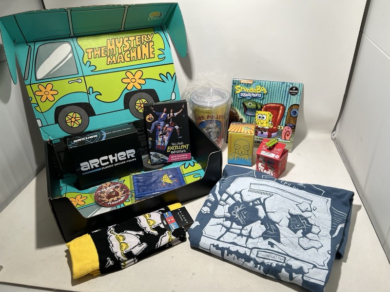 Lot of 10 Loot Crate TV/Movies Themed Collectibles, Pins, Shirt (Size L)