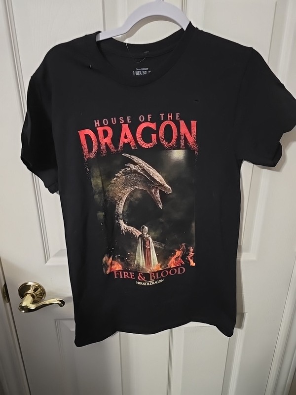 NEW Game Of Thrones House Of The Dragon Fire & Blood Black T-Shirt Adult Large