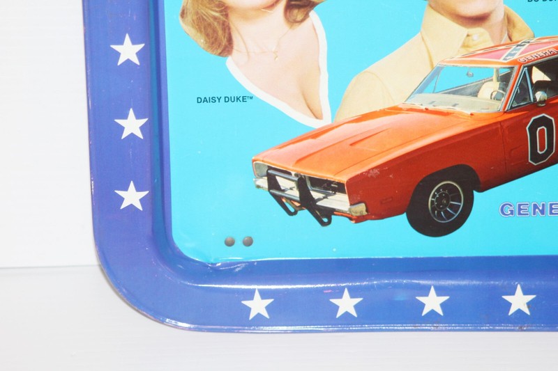 Vintage 1981 The Dukes Of Hazzard Metal TV Tray Bo Luke Daisy Duke (Blue) WB gallery