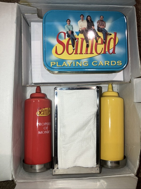 SEINFELD SOUVENIR SET PLAYING CARDS MUSTARD KETCHUP NAPKIN SET
