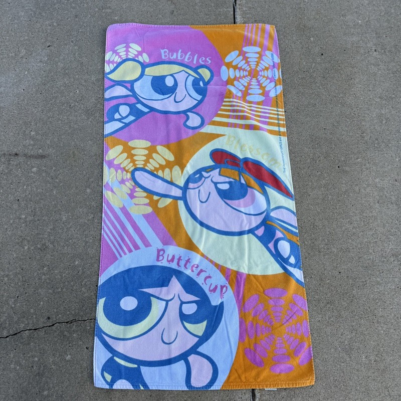 Vintage Powerpuff Girls Beach Towel Y2K Cartoon Network 2000 Nickelodeon Disney