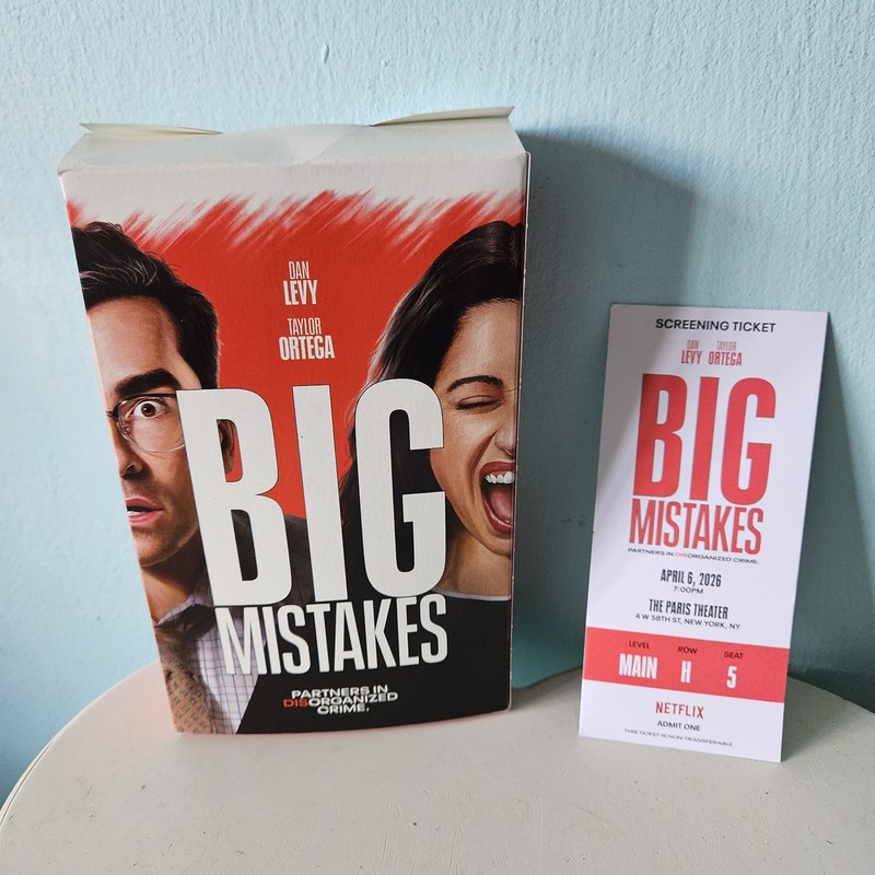BIG MISTAKES Netflix NYC Premiere Dan Levy Rachel Sennott Popcorn Box Ticket