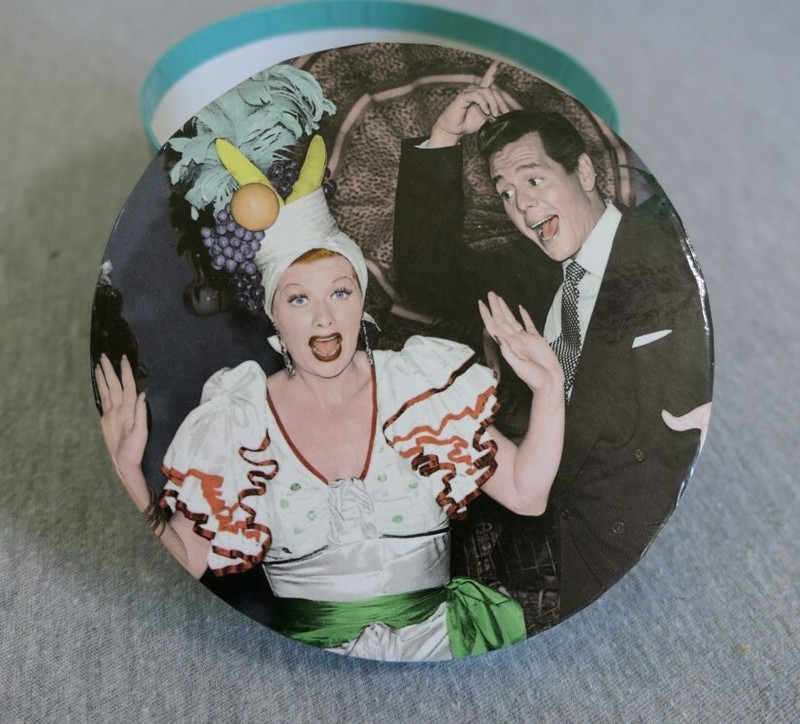 Vandor Carmen I Love Lucy Round Cardboard Trinket Jewelry Candy Box w Lid 5.5" gallery