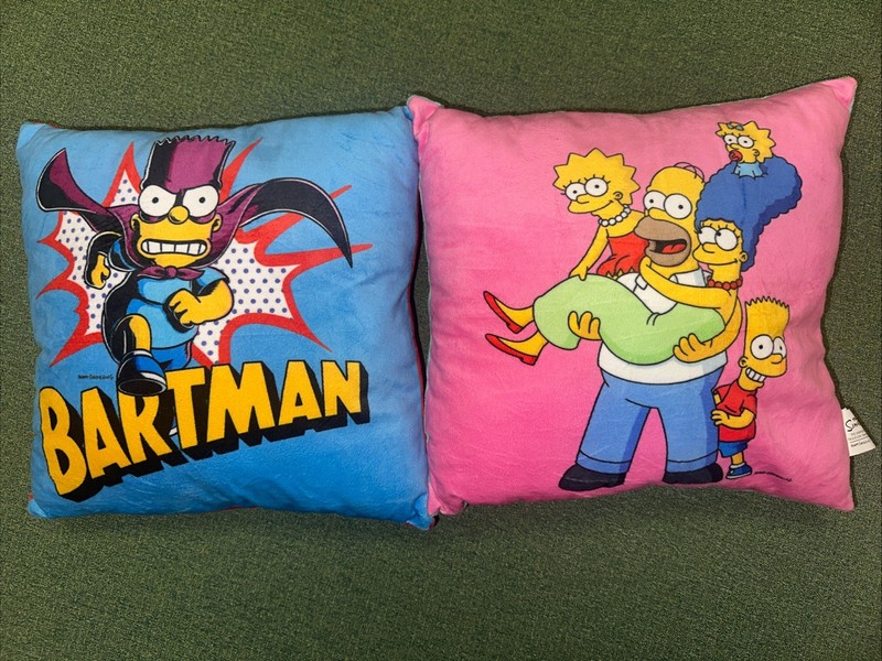 The Simpsons Bartman & Simpsons Family 11” Pillows – Both Included – 1990’s