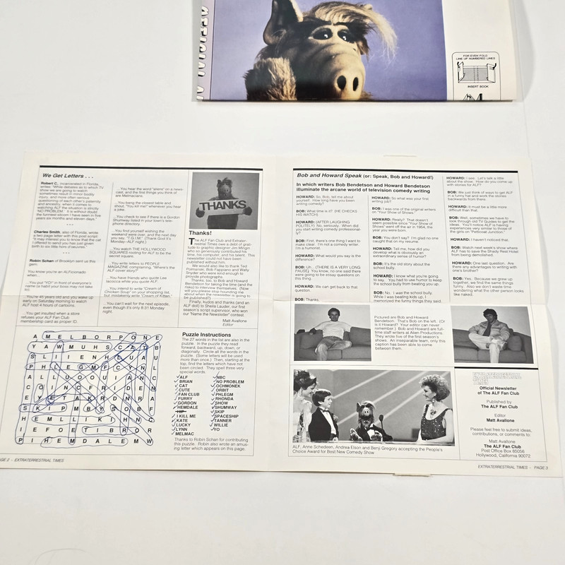 OFFICIAL ALF FAN CLUB KIT STICKERS BUTTON MENU CERTIFICATE BOOK COVER 80s RARE gallery