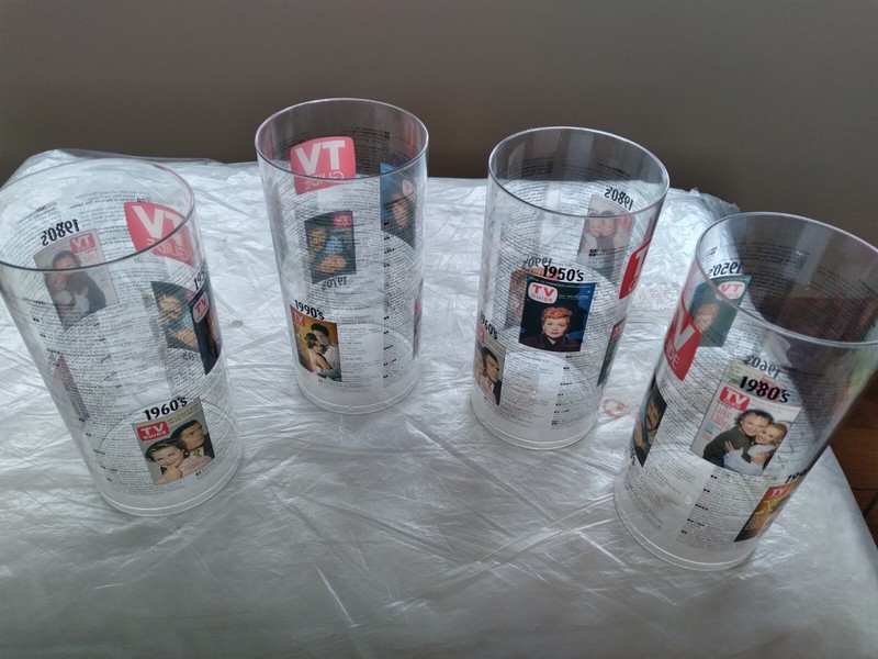 Vintage TV GUIDE Tumblers (Set of 4) Plastic Tumblers