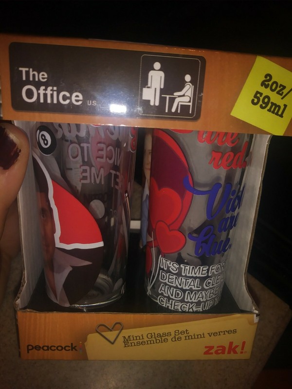 NEW Sealed The Office TV Show Steve Carell John Krasinski Rainn 4 Mini Glass Set