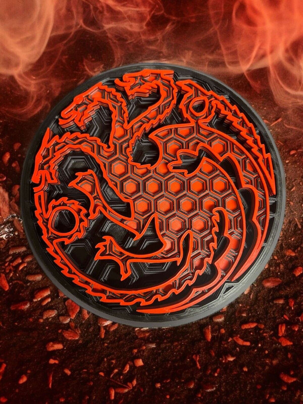 House Targaryen Mosaic Wall Art – 3D Printed Game of Thrones Decor | Gift