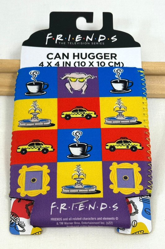 FRIENDS TV Series Can Hugger Iconic Grid Pattern New Multicolor Central Perk