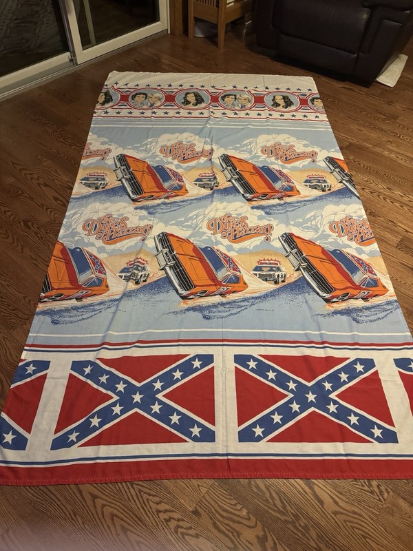 1982 Dukes of Hazzard Twin Bed Sheet with Flag and General Lee