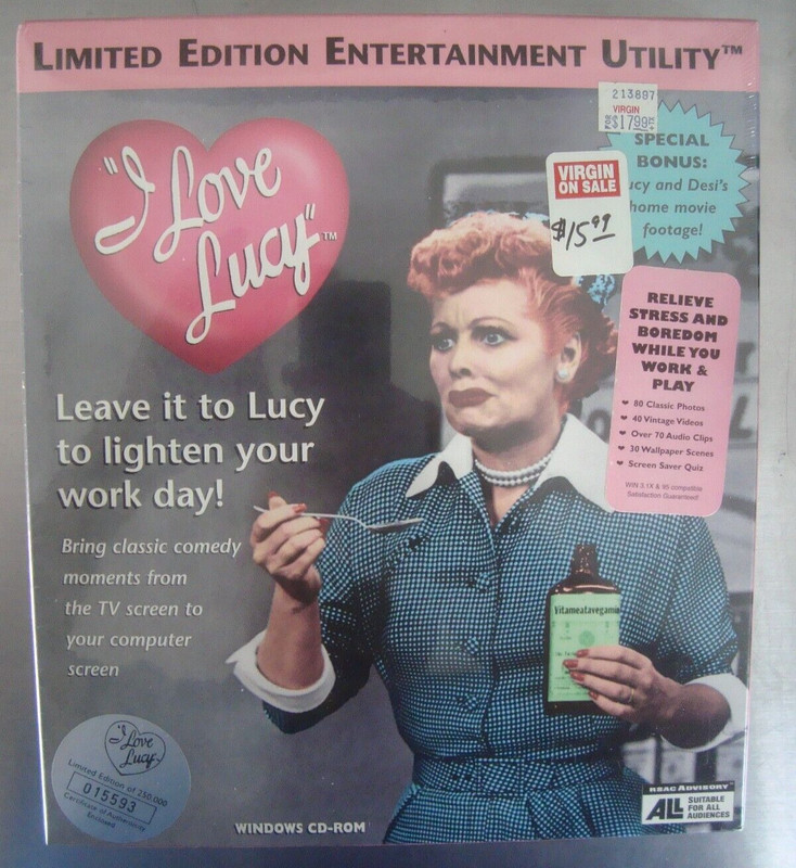 I Love Lucy Entertainment Utility, Limited Edition, CD-Rom (Windows 95) Big Box
