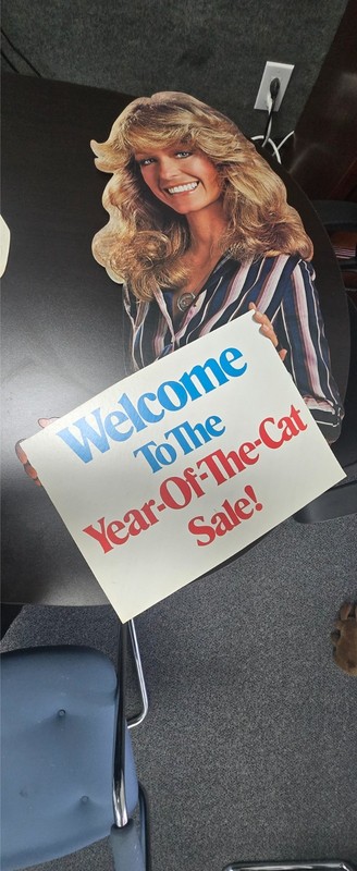 1977 Lifesize FARRAH FAWCETT Mercury Cougar standee, never used