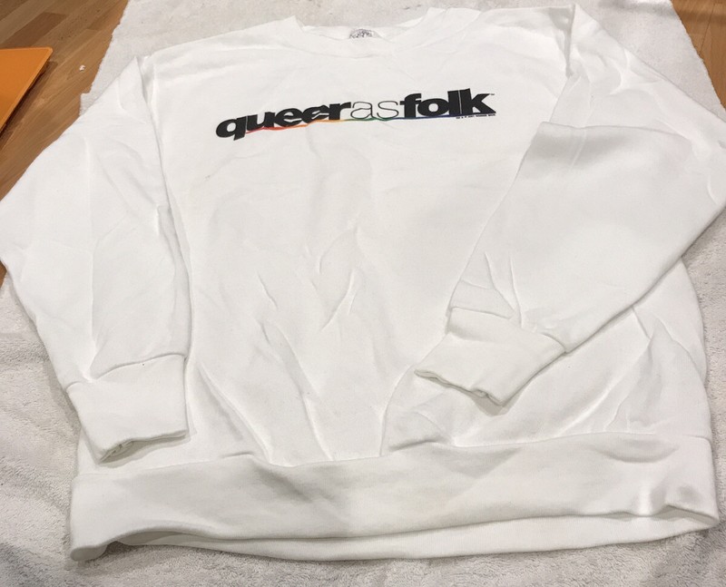 VTG 2001 QUEER AS FOLK SHOWTIME SWEATSHIRT WHITE L MADE IN USA – See Description