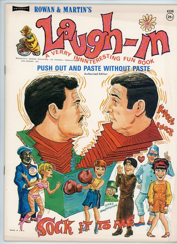 VINTAGE 1968 ARTCRAFT LAUGH-IN STICKER BOOK ROWAN & MARTIN NBC TV – UNUSED