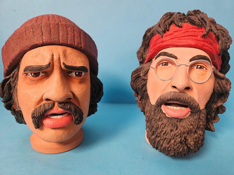 2004 NECA Cheech and Chong Up In Smoke Resin Homegrown Stash Jar Heads No Box