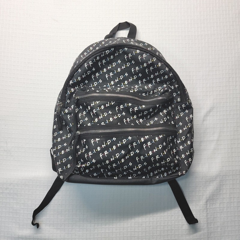 “Friends” 90s TV SHOW Black And White All Over Logo Backpack 1990s Nostalgia