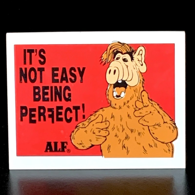 Vtg Alf 1987 Table Top Sign Plaque No. 12 It's Not Easy Being Perfect * Read gallery