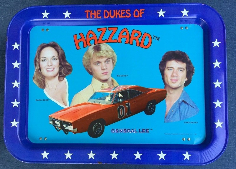 RARE Vintage 1981 The Dukes Of Hazzard Metal TV/Lap Tray Bo Luke Daisy Duke