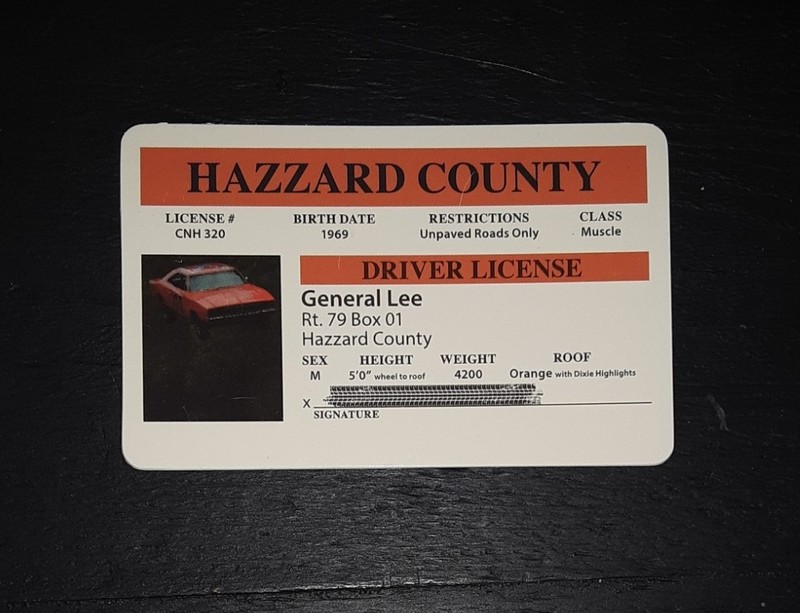 General Lee Rt. 79 Box 01 Dukes Of Hazzard County Drivers License