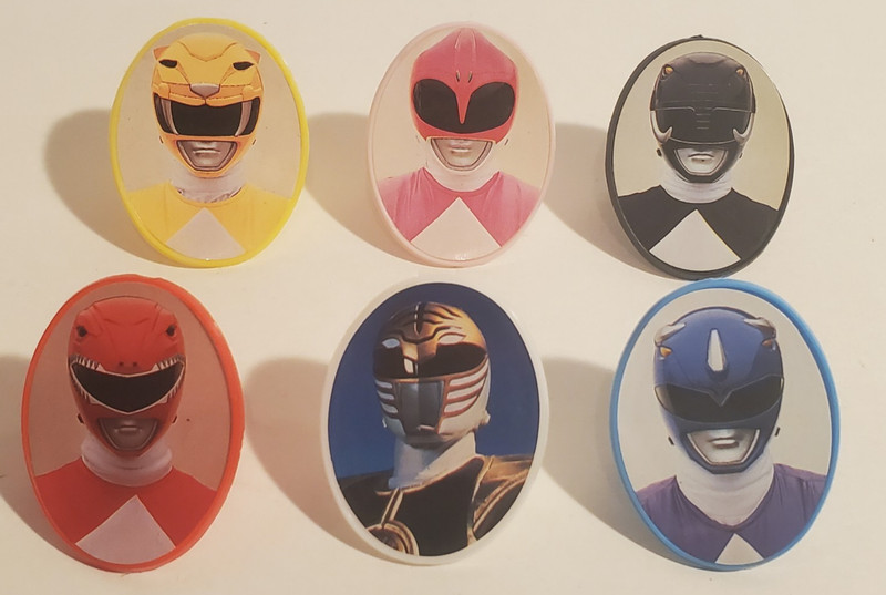 VINTAGE MMPR MIGHTY MORPHIN POWER RANGERS PLASTIC PARTY FAVOR RINGS SABAN 1995 6