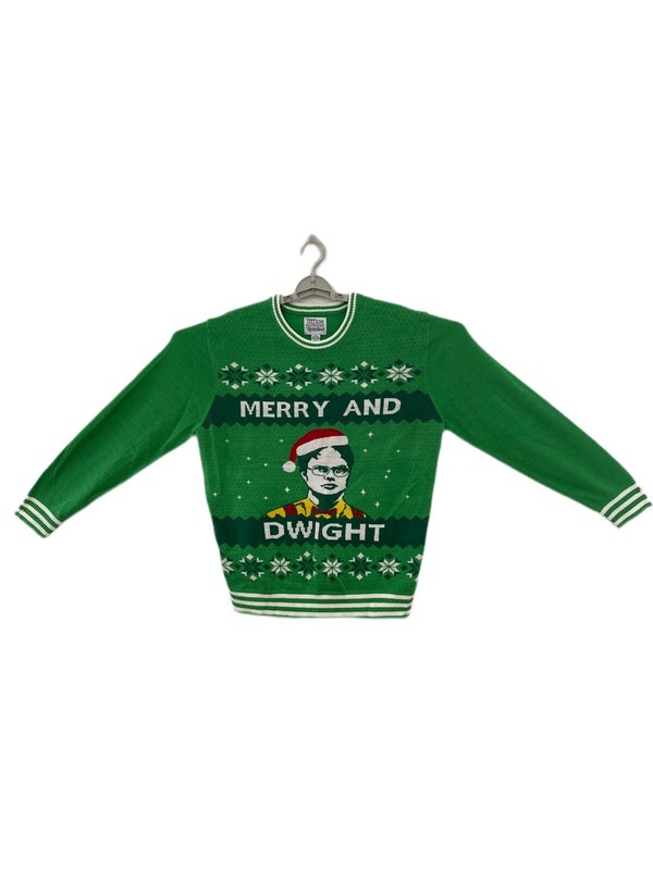 The Office Dwight Schrute Tipsy Elves Mens XL Green Merry Christmas Sweater