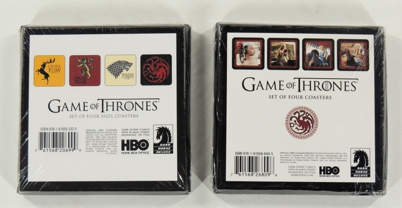 Lot of 2: Game of Thrones Set of Four Coasters Dark Horse Deluxe NIB SEALED 2012 gallery