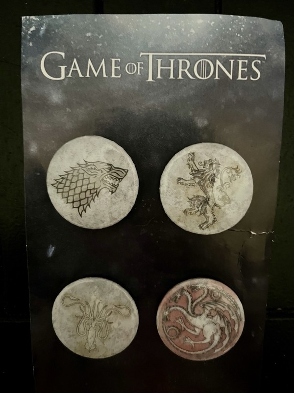 Game of Thrones ThinkGeek 4 Button House Set Stark Targaryen Lannister Greyjoy