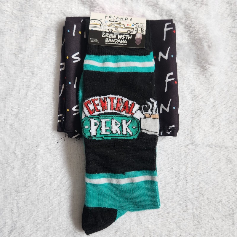 NWT Friends Central Perk Black and Green Socks And Bandana Set