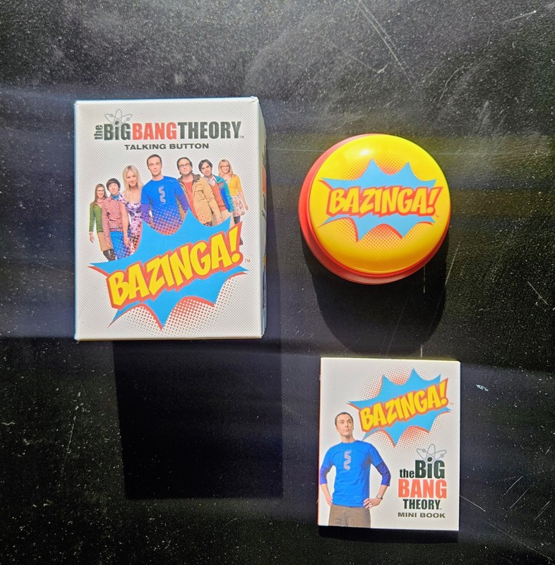 the Big Bang Theory Talking Button "Bazinga!" and Mini Book!