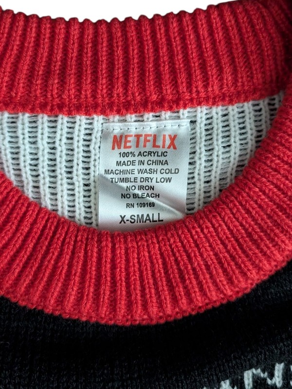 Stranger Things Netflix Knit Sweater One Last Adventure Hawkins Heroes Size XS gallery