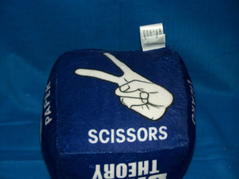 Big Bang Theory plush Die dice Rock Paper Scissors Lizard Spock 6" cube Hallmark gallery