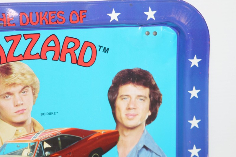 Vintage 1981 The Dukes Of Hazzard Metal TV Tray Bo Luke Daisy Duke (Blue) WB gallery
