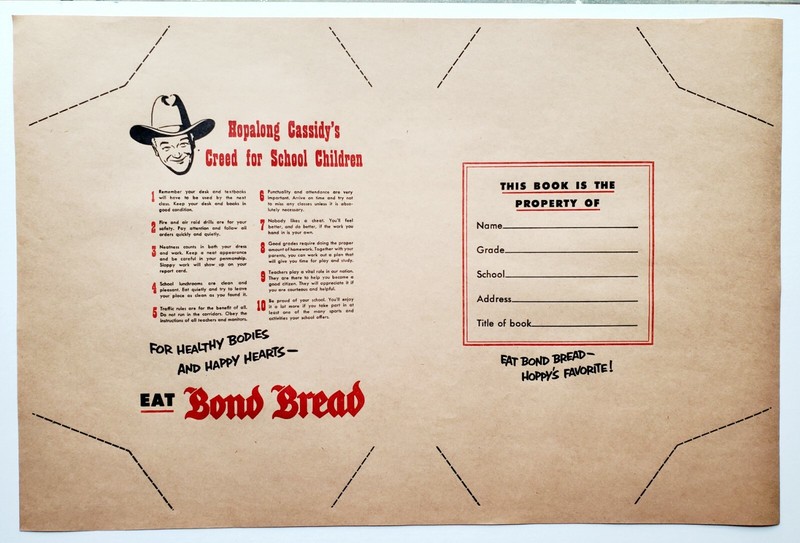 Vintage 1950s Hopalong Cassidy Hoppy Bond Bread Advertising Book Cover