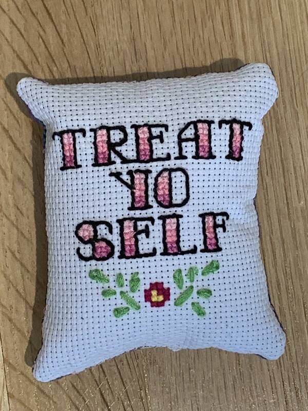 Treat Yo Self 4.5” x 3.5” Hand Sewn Pillow Parks and Recreation Rec