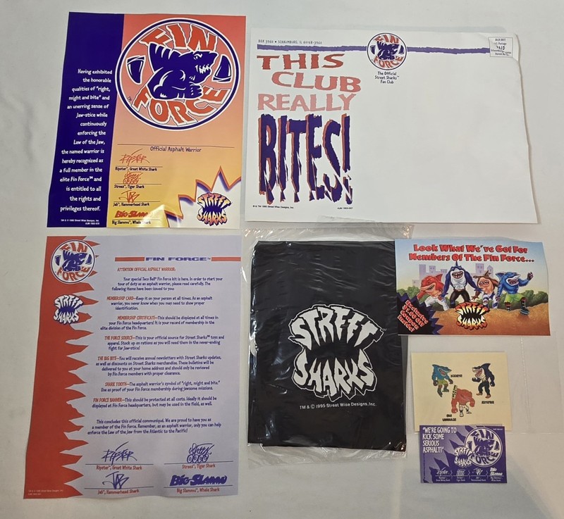 Street Sharks Fan Club Kit Envelope with Contents - UNUSED - FREE SHIPPING