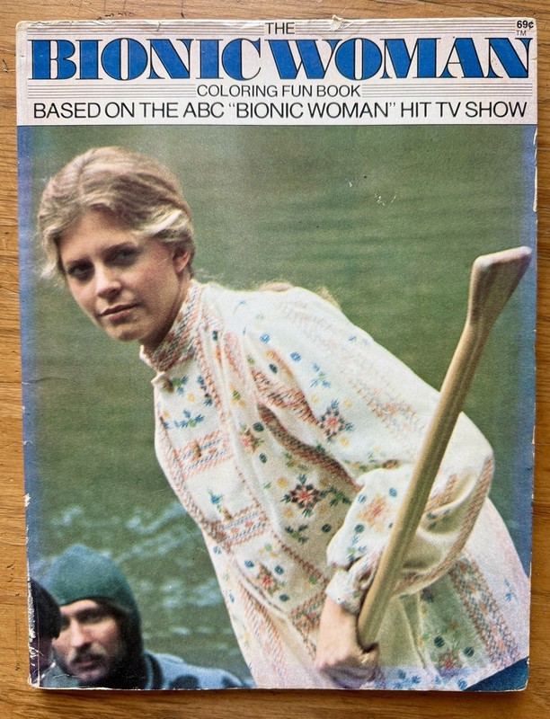 BIONIC WOMAN 1976 Vintage Coloring Book PB Treasure Books TV Show UNUSED