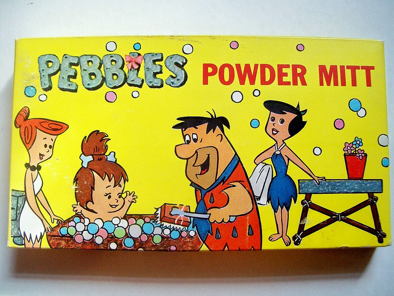 Rare 1963 The Flintstones “Pebbles Powder Mitt” Bath Mitt-Mint in Orig. Package