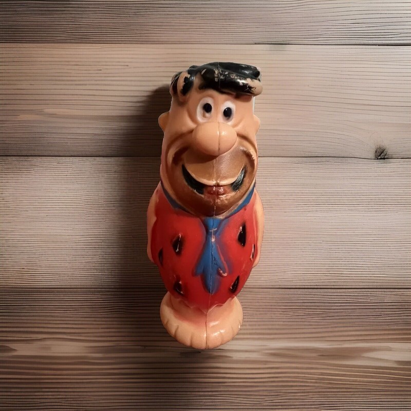 Vintage Hanna Barbera Fred Flintstone 4″ Plastic Toy Blow Mold 