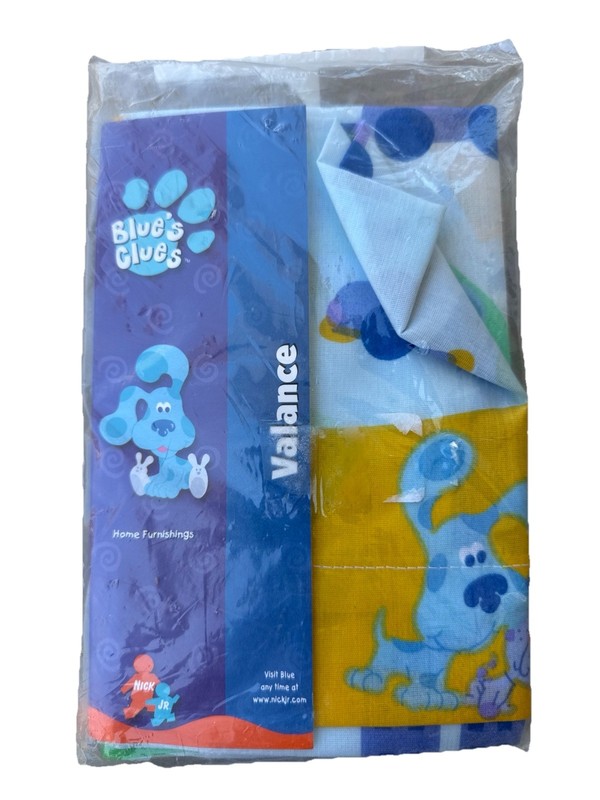 NEW Vintage 2001 Blue’s Clues Valance Curtain Blue Patchwork Blocks 84×15 USA