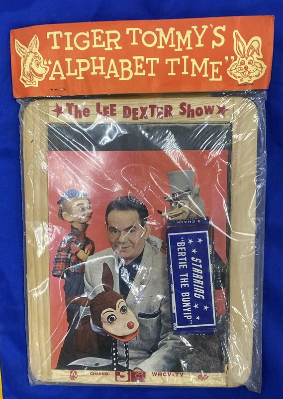 Vintage 1950’s Lee Dexter Show Tiger Tommy’s Alphabet Time Chalkboard in Package