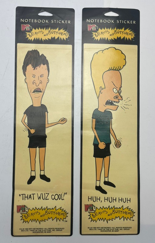 Vintage 1993 MTV’s Beavis and Butt-Head NOTEBOOK STICKER Set / Decal Lot – READ