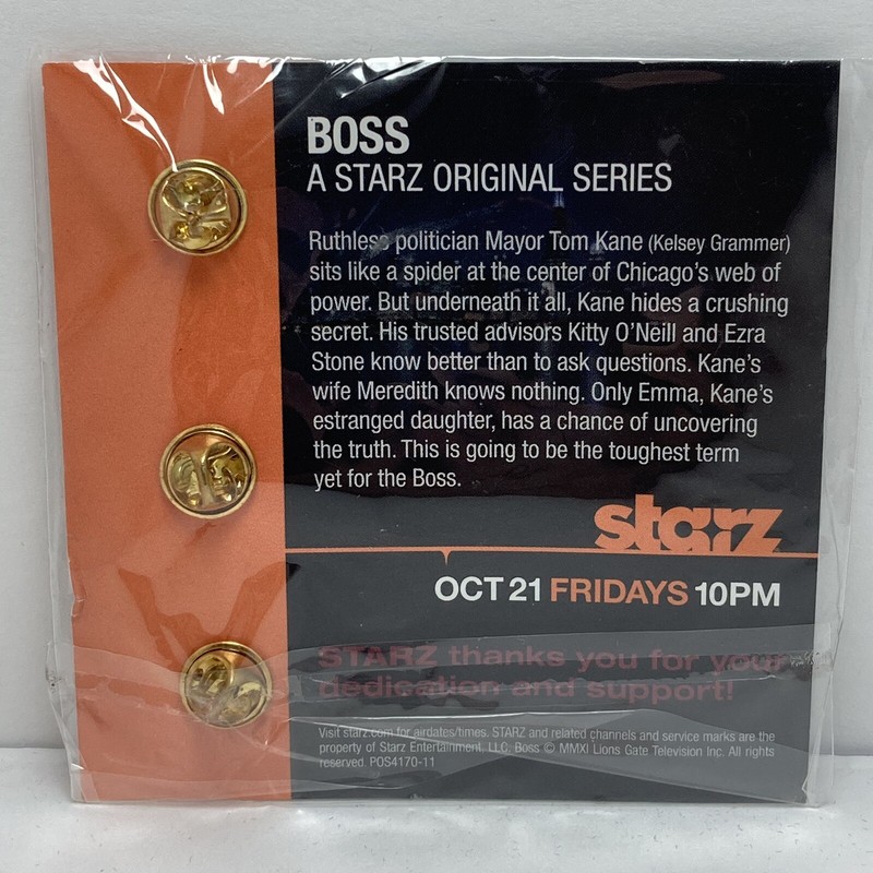 Starz Boss Original Series Promo Pin Kelsey Grammer Drama Mayor Tom Kane New gallery