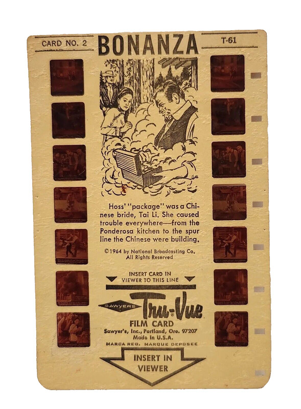 1964 BONANZA Ponderosa Ranch SAWYERS Tru-Vue FILM CARD #2 T61