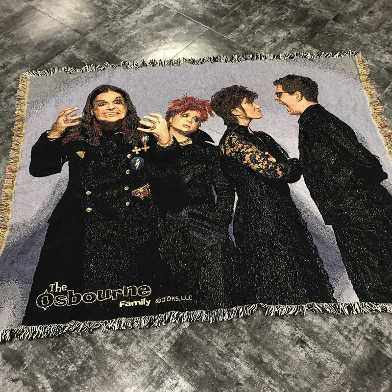 Vintage The Osbourne Family Blanket Throw 68×53 MTV TV Show Ozzy Sharon Sabbath