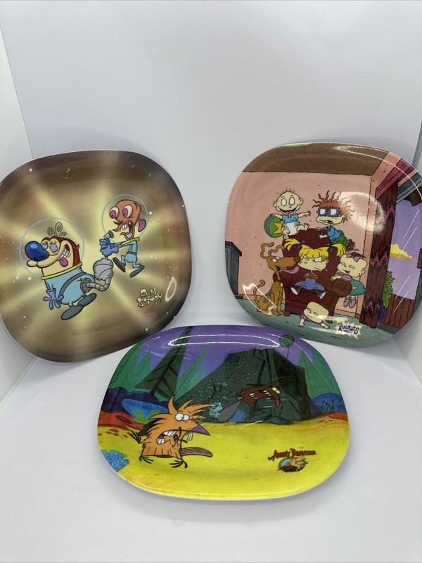 THREE Nick Box Exclusive Plates 2017 Angry Beavers, Rugrats And Ren & Stimpy!