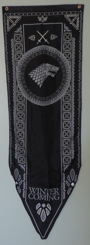 Game of Thrones 2 Banners Flag ~ Red House Baratheon and Black Starks Tournament gallery