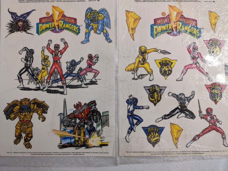 20 Vintage 90s Mighty Morphin Power Rangers Window Stickers Cling Decals New