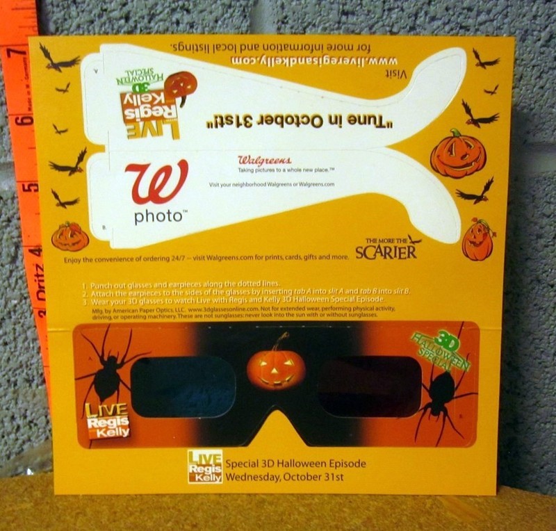 REGIS PHILBIN & Kathie Lee unused 3D glasses Live ABC Halloween 2007 punch-out