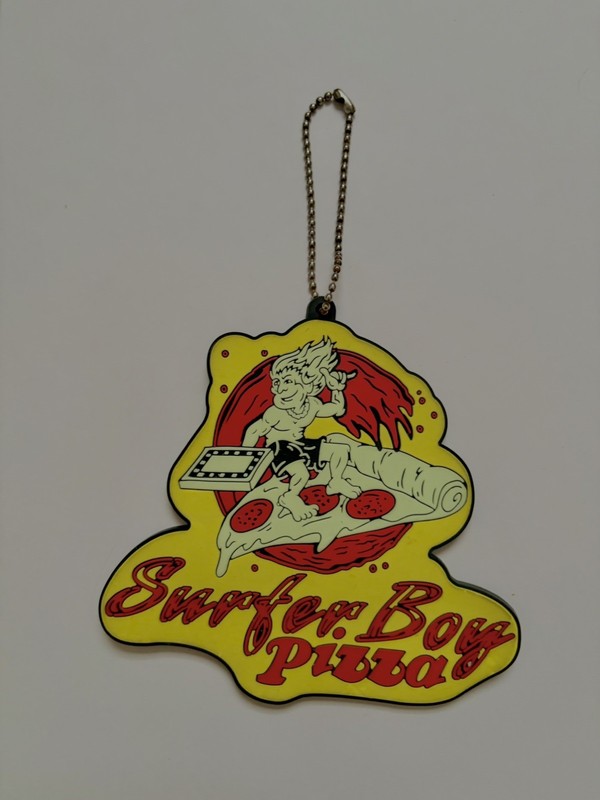 Stranger Things Surfer Boy Pizza Rubber Keychain Keyring Japan Netflix Rare