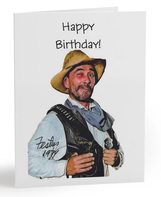 Vintage TV Westerns “Festus” Gunsmoke Birthday Novelty Card with Envelope